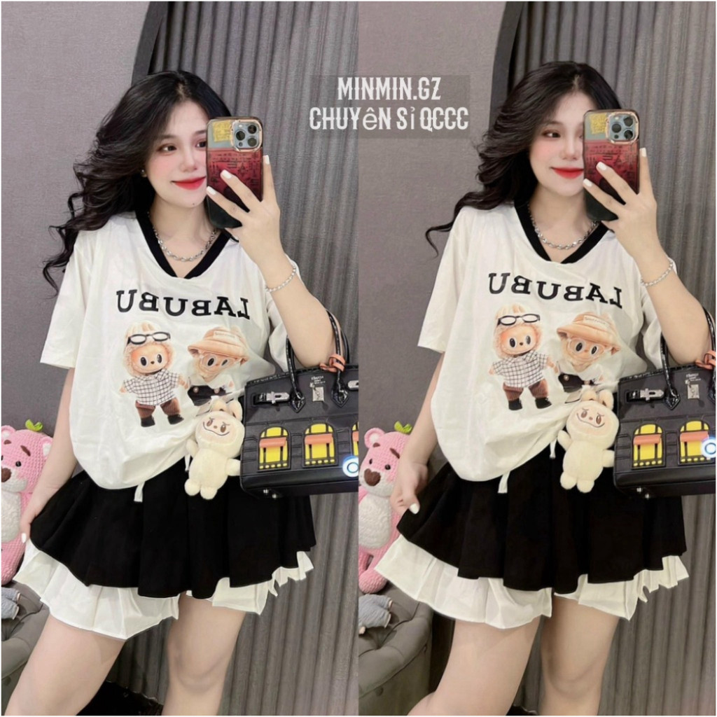 ชุดเดรสสั้นคอเต่าชั้นฟรี 1 LABUBU Siu Cute Baby, สินค้ากว่างโจวมาตรฐานประเภท 1, Hottrend LABUBU DRES