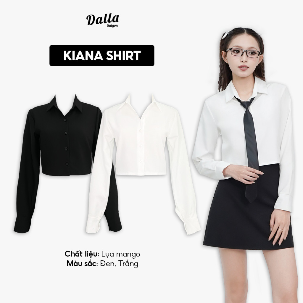 DALLA เสื้อครอปแขนยาวสีขาวสําหรับผู้หญิง (SM03) Kiana Croptop Shirt