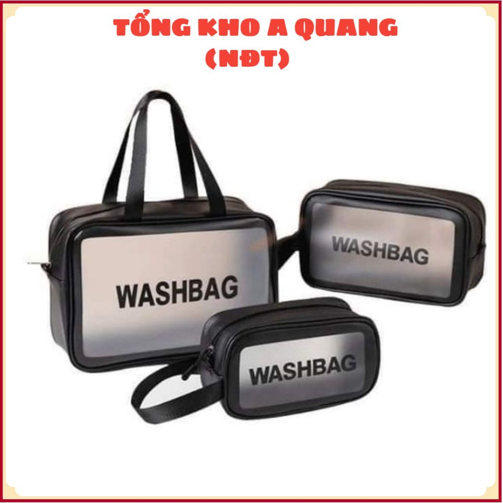 ชุดกระเป๋าเครื่องสําอาง Washbag 3 ชิ้น, กระเป๋าแต่งหน้าหลายขนาด - WASHBAG
