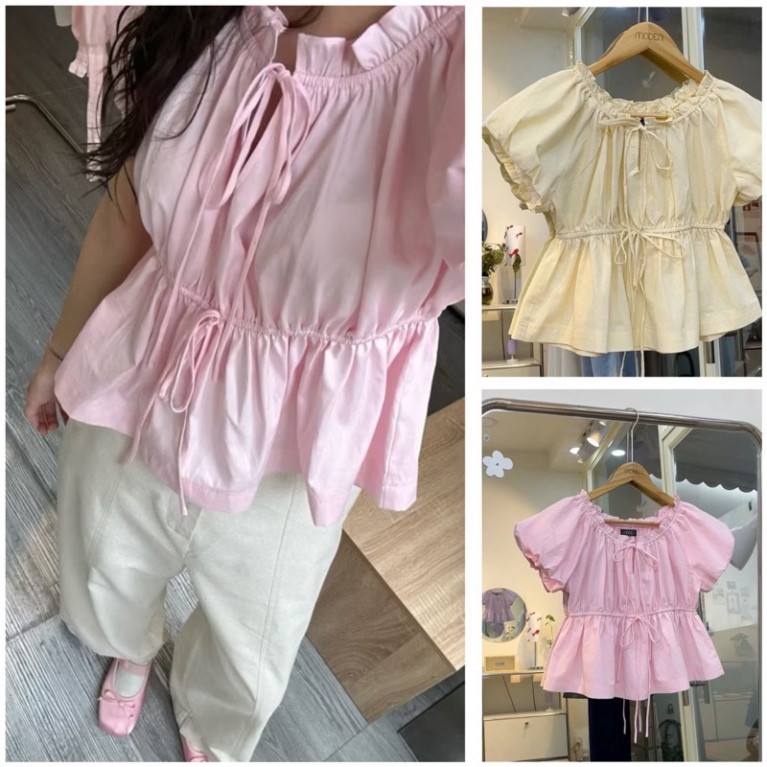 สไตล์เกาหลี hoshi ผ้าฝ้ายนุ่มผ้าลินิน babydoll เสื้อ Samtitclothing MA 777