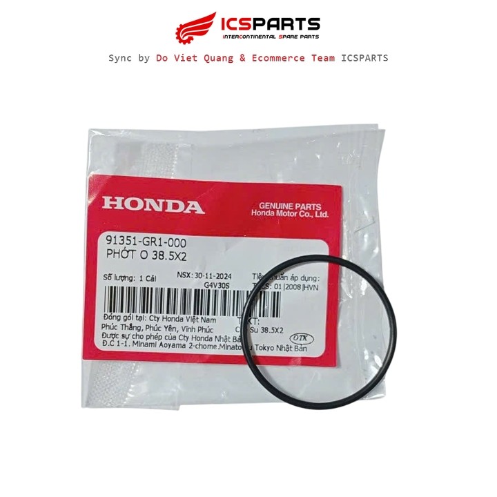 ซีล O 38.5X2 HONDA Ab, ตะกั่ว, Pcx, Sh, Sh Mode, Spacy, Vision, Wave (91351-GR1-000)
