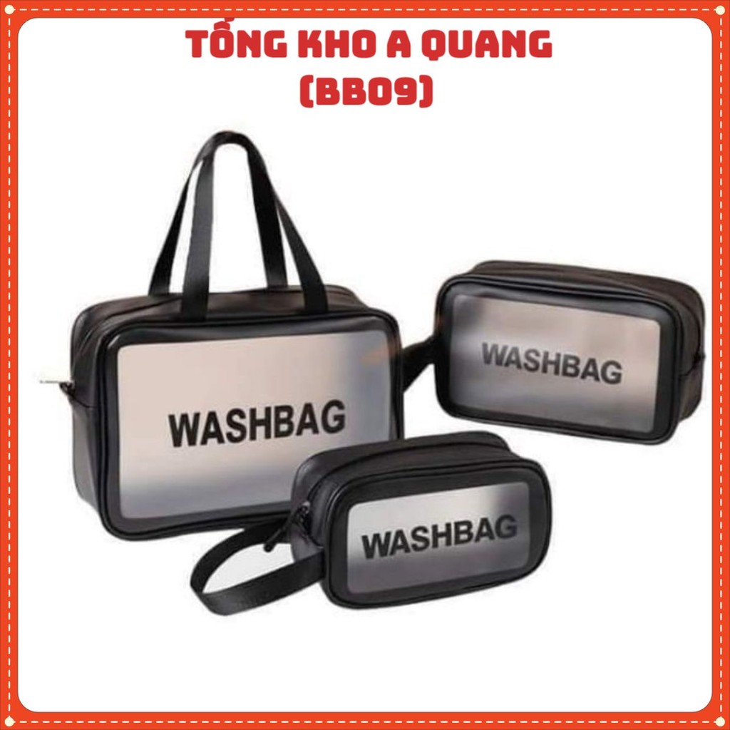 ชุดกระเป๋าเครื่องสําอาง Washbag 3 ชิ้น, กระเป๋าแต่งหน้าหลายขนาด - WASHBAG