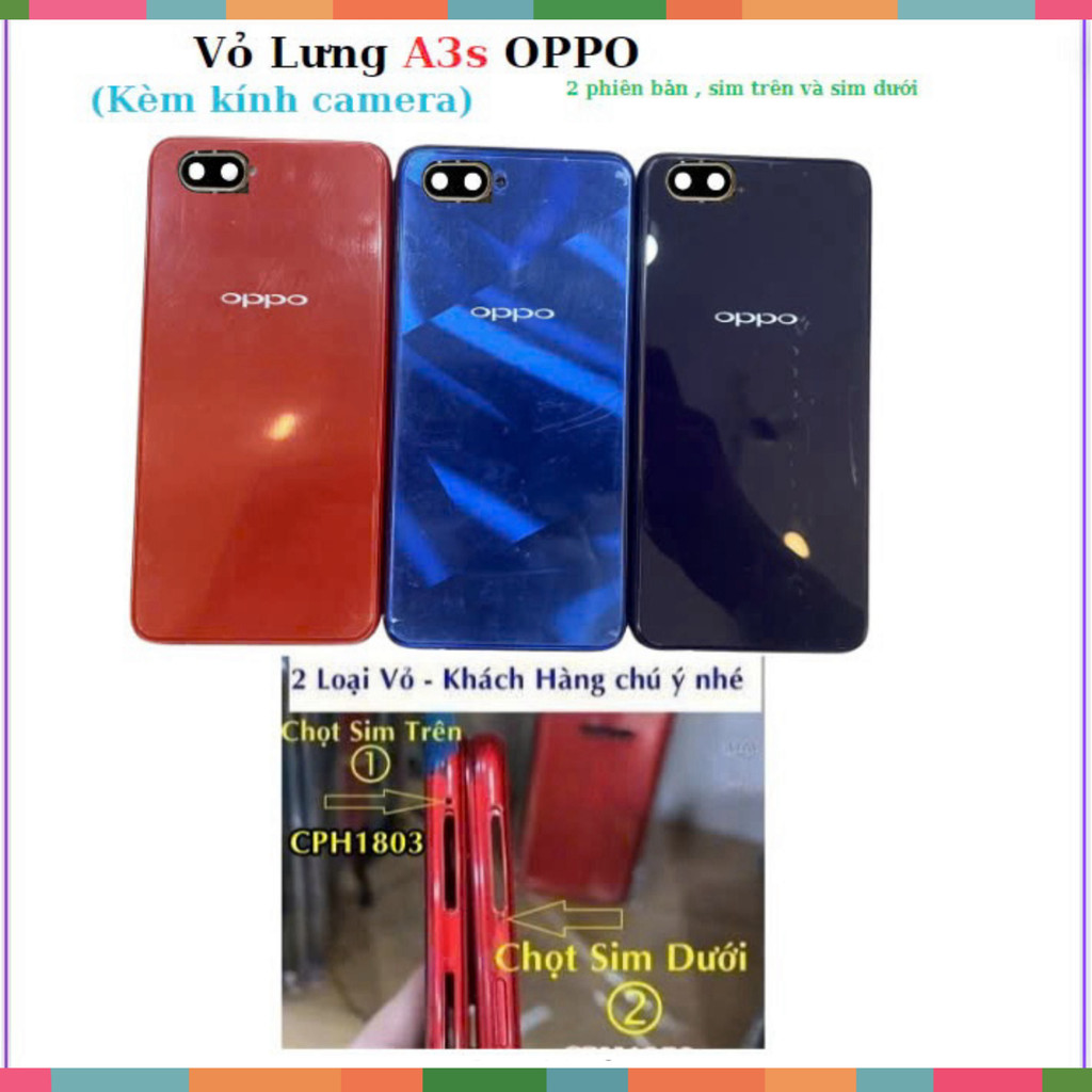 ฝาหลังสําหรับ oppo A3s มีกระจกกล้อง ถาดซิม MT333