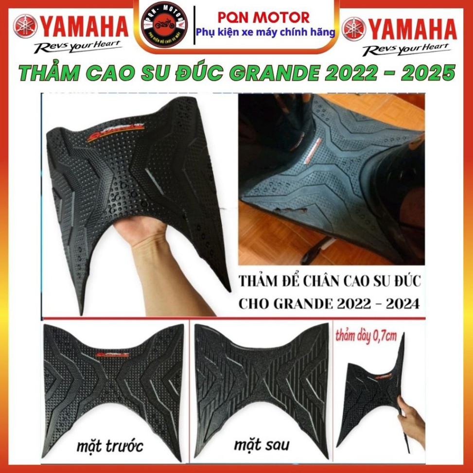 Grande 2026 Molded Rubber Mat, Molded Rubber Foot Mat for Yamaha Nozza GRANDE 2022-2025 แบบหนา