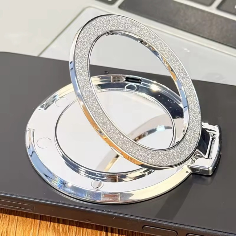 Luxury Bling Glitter Mirror Stand Stand การหมุน 360 องศาสําหรับโทรศัพท์มือถือฝาหลังสติกเกอร์ผู้ถือซ็