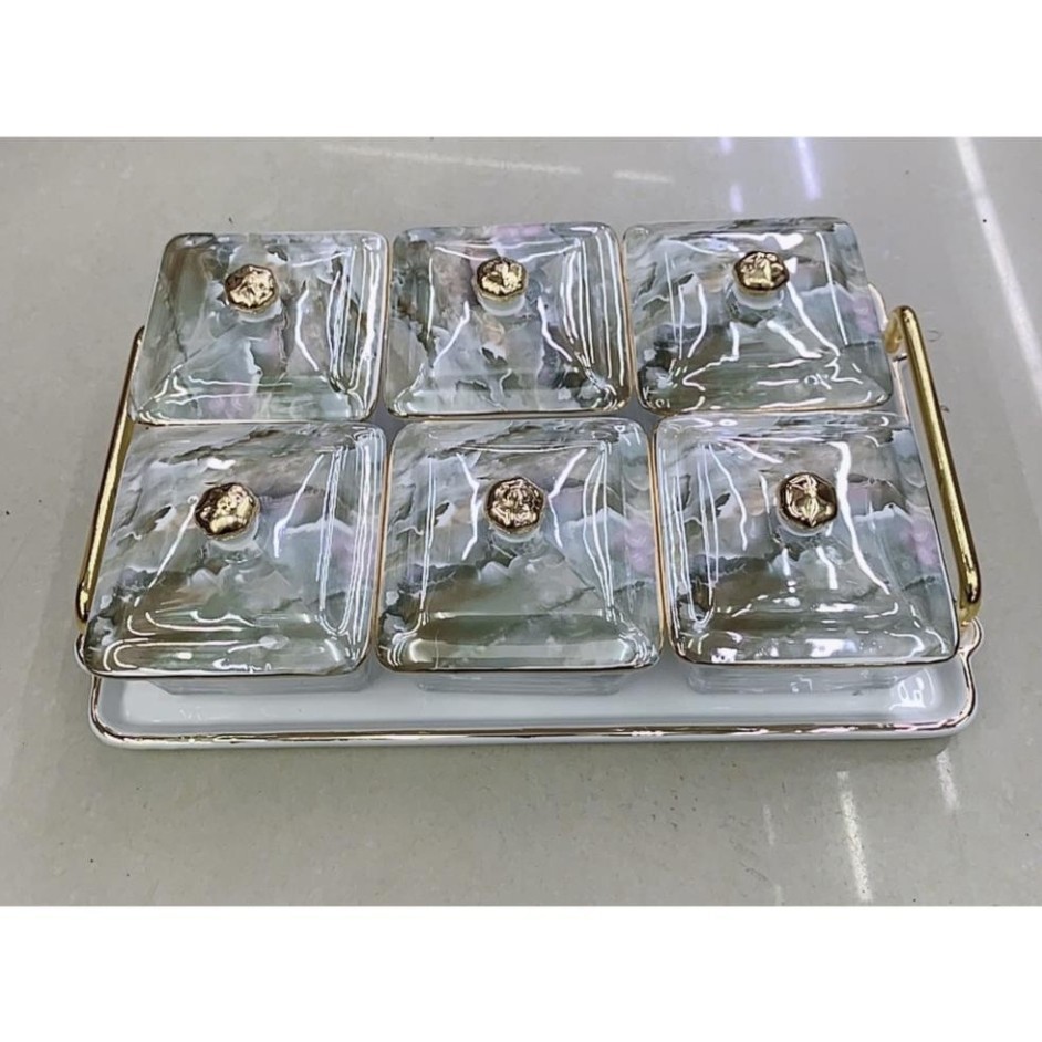 TET JAM TRAY GLASS JAR ที่มีคุณภาพสูง STONE-VENINE PORCELAIN LID WELCOME SPRING 2023