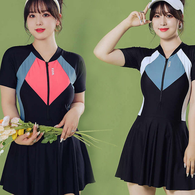 บิกินี่ไซส์ใหญ่ชิ้นเดียว ชุดว่ายน้ําผู้หญิง ชายหาด ท่องเที่ยว กีฬา ปิดพุง คอนซีลเลอร์ 8195 D1T5-T4T4