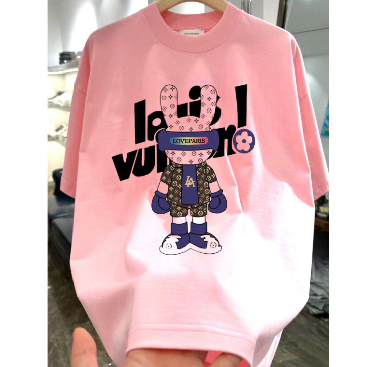 LV เสื้อยืด Unisex สําหรับผู้ชายและผู้หญิง แบรนด์ท้องถิ่น ASEITY ผ้าคอตตอน 100%LV RABBIT New 2025