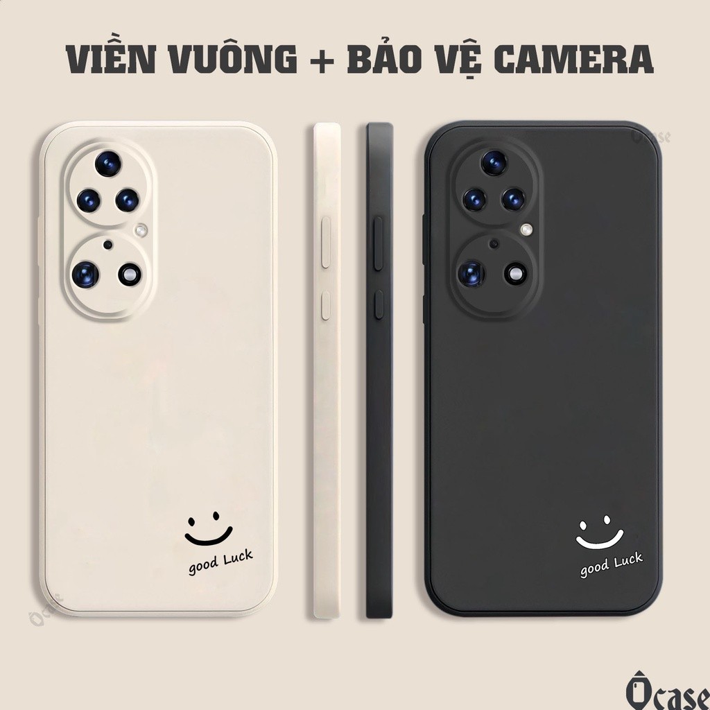 เคส Huawei P50 / P50E / P50 PRO พิมพ์ลายหน้ายิ้มนําโชคและขอบเหลี่ยมพร้อมป้องกันกล้อง