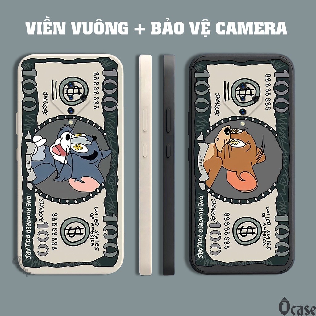 เคส Vivo S1 Pro / Y9s / X50 Lite / S5 พิมพ์ลายแมวและเมาส์และขอบสี่เหลี่ยมพร้อมป้องกันกล้อง