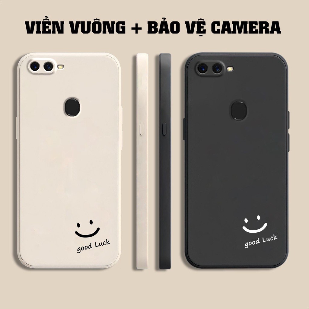 เคส Oppo F9 / F9 Pro / A7x / Realme U1 พิมพ์ลายหน้ายิ้มนําโชคและขอบสี่เหลี่ยมพร้อมป้องกันกล้อง