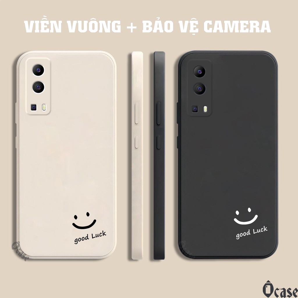 เคส Vivo Y52 5G / Y72 5G / IQOO Z3 พิมพ์ลายหน้ายิ้มนําโชคและขอบสี่เหลี่ยมพร้อมป้องกันกล้อง