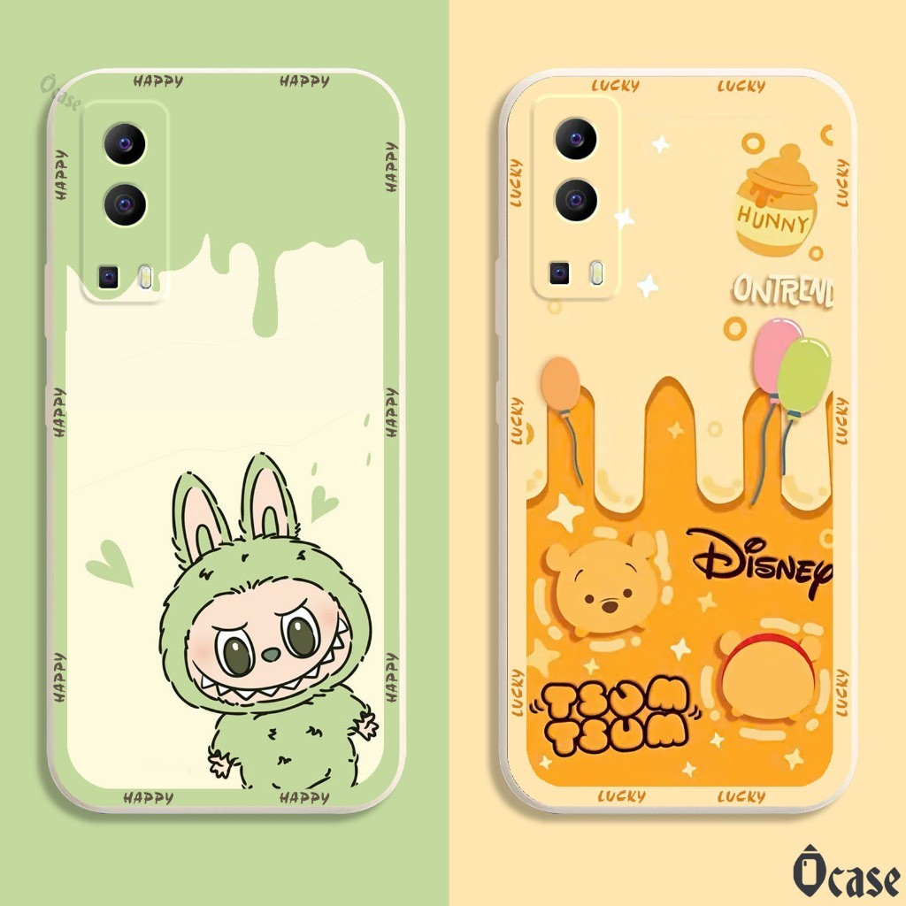 Vivo Y52 5G / Y72 5G / IQOO Z3 Labubu Cat Duck Square Edge Case พร้อมการป้องกันกล้อง