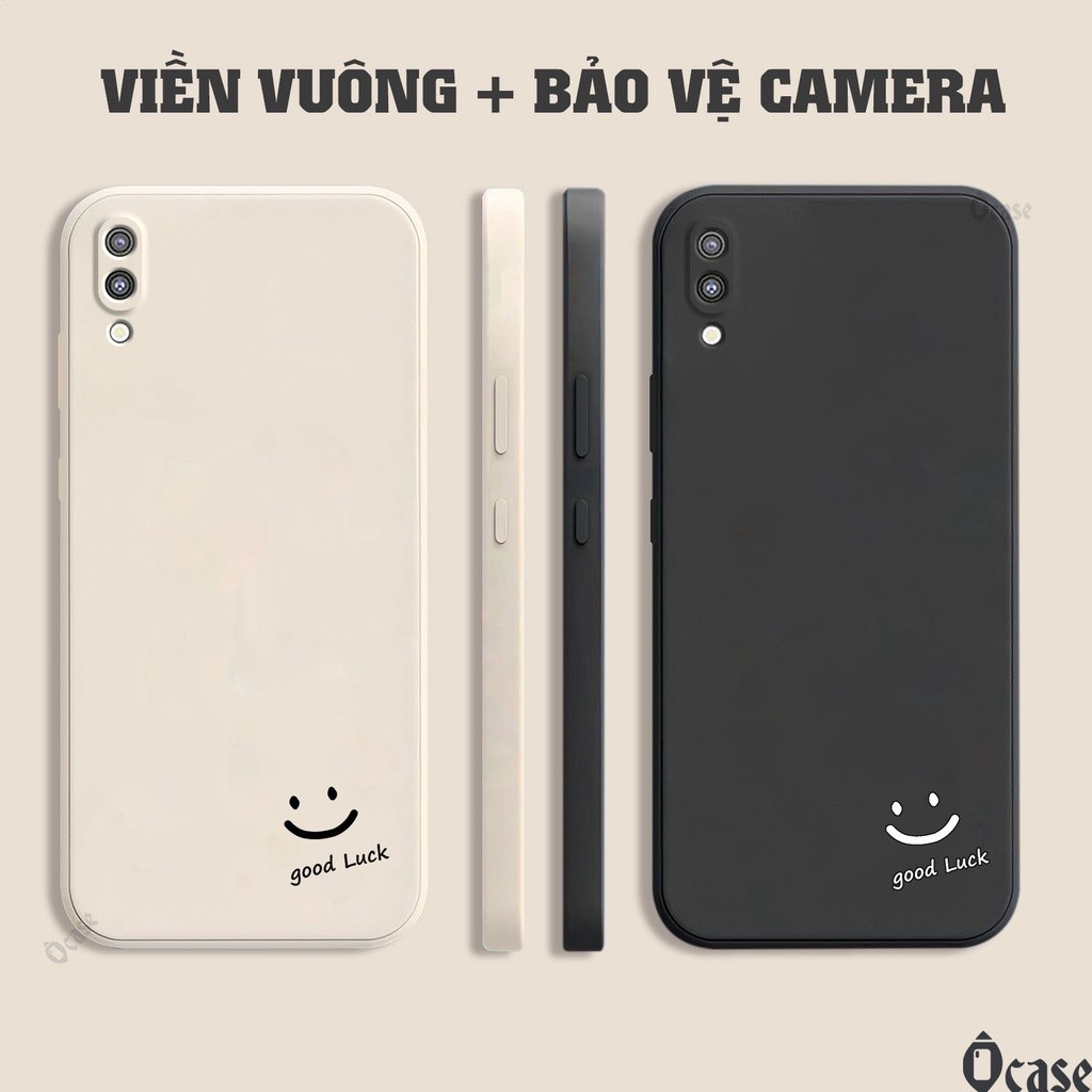 เคส Vivo V11 / V11i / 1806 พิมพ์ลายหน้ายิ้มนําโชคและขอบเหลี่ยมพร้อมป้องกันกล้อง