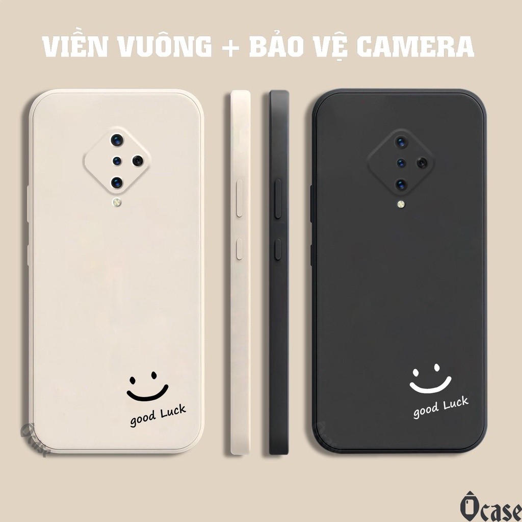เคส Vivo S1 Pro / Y9s / X50 Lite / S5 พิมพ์ลายหน้ายิ้มนําโชคและขอบสี่เหลี่ยมพร้อมป้องกันกล้อง