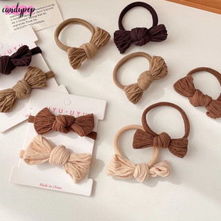 🍭Candy🍭Dây cột tóc nơ màu nâu trà sữa kiểu hàn quốc