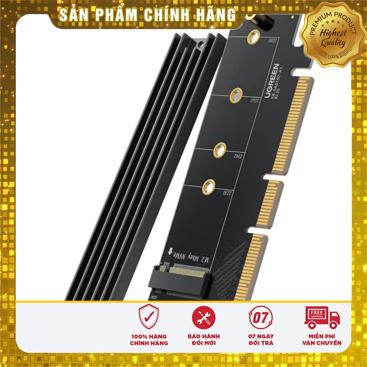 การ์ดแปลง Ugreen 30715 PCI-e ถึง M.2 NVMe PCIe 4.0 ของแท้ (4X bandwide)