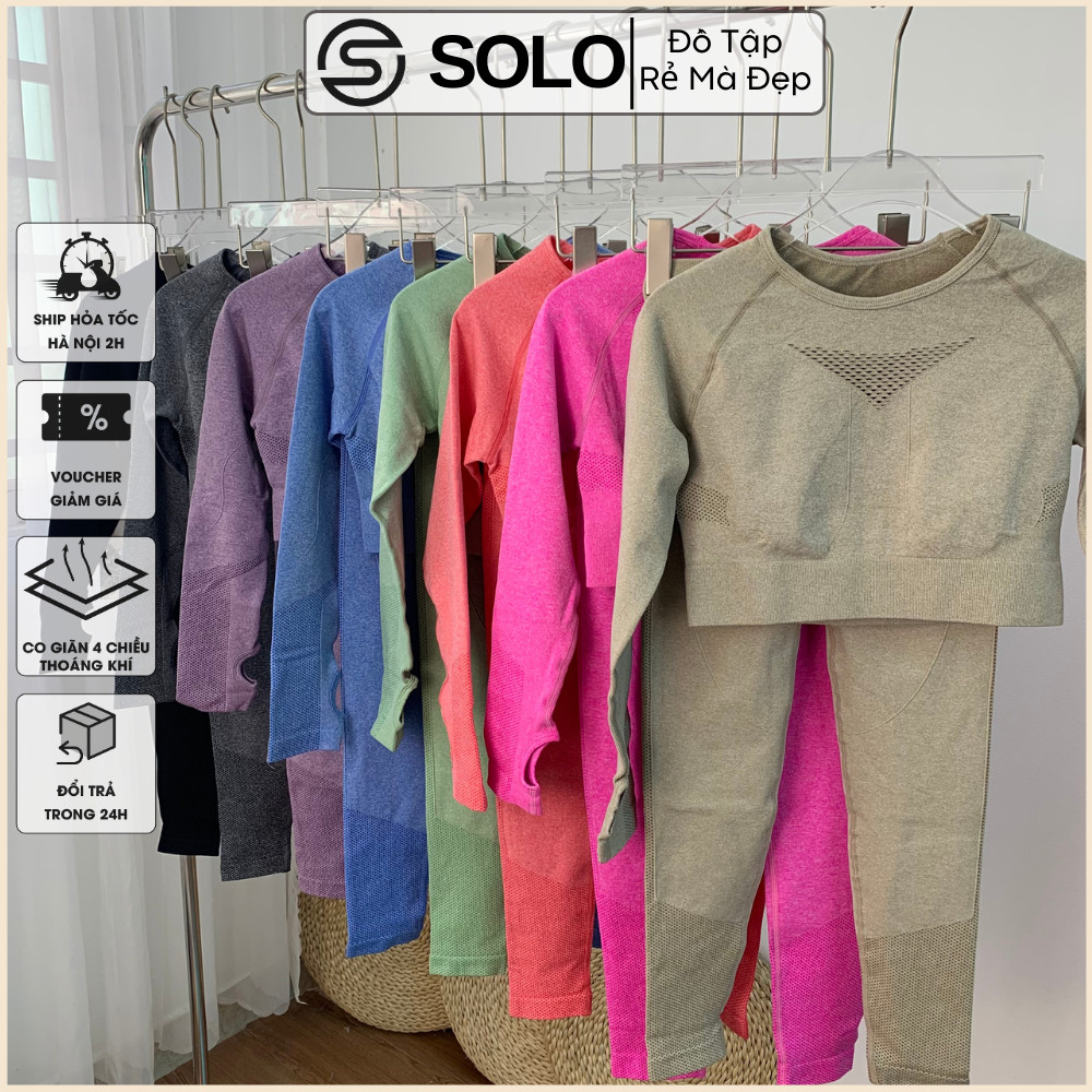 ชุดโยคะยิมแขนยาวผู้หญิง ️Haseng XN ️ ชุดกีฬายืดทอดูดซับเหงื่อ 250 ราคาถูกและสวยงาม 500