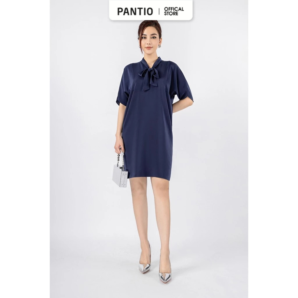 FDP33251 - เดรสสตรีทผ้าไหมคอหลวมและซับในฮาบูไตผูกโบว์แขนหลวม - PANTIO
