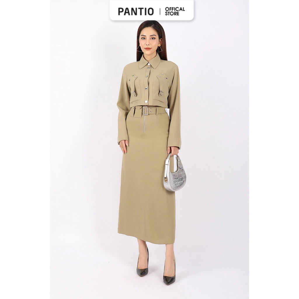 FKM7681 - เสื้อแจ็คเก็ตสตรีทครอปซับในผ้าไหมโบราณเยอรมันและตัวติดกระดุมสไตล์ - PANTIO