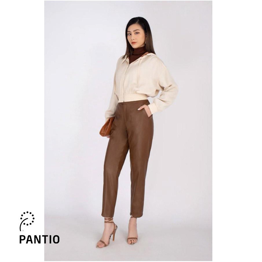 [ของแท้] FKM7654 - เสื้อครอป เสื้อแจ็คเก็ตไหมมันมีฮู้ดเข็มขัด - PANTIO