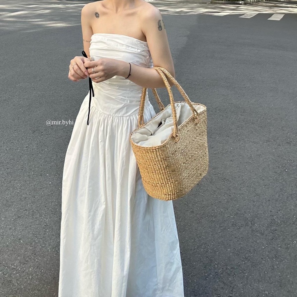 ชุดเดรส FELIE | Mir.byhi | ชุดเดรสธรรมดาผ้าลินินดิบเกาหลี (มีสาย)