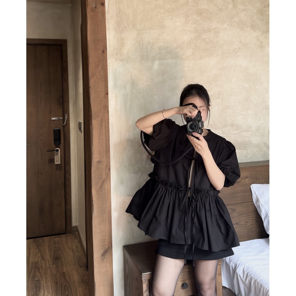 เสื้อโม | Mir.byhi | เสื้อตุ๊กตาเด็กแขนพัฟผ้าฝ้ายเกาหลี