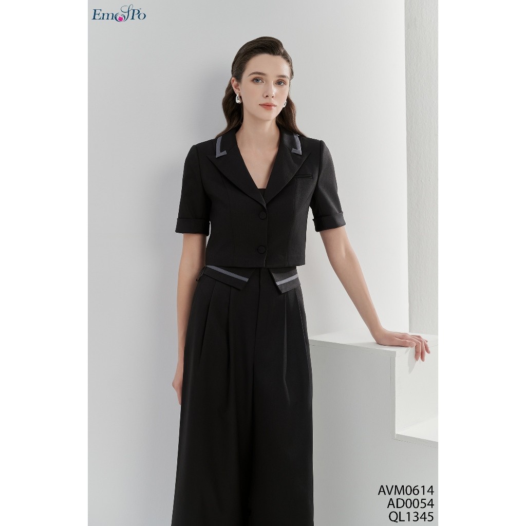 Emspo เสื้อกั๊กผู้หญิงคอปกครอปและพับปลายแขน AVM0614 มาพร้อม AD0054 เดิน QL1345