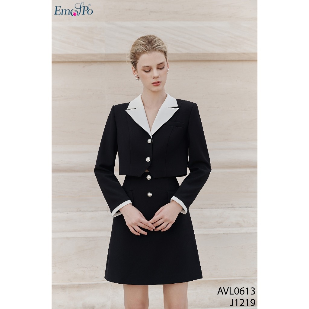 Emspo เสื้อกั๊กยาวปานกลางคอปกและผสมสี AVL0613 เดิน J1219