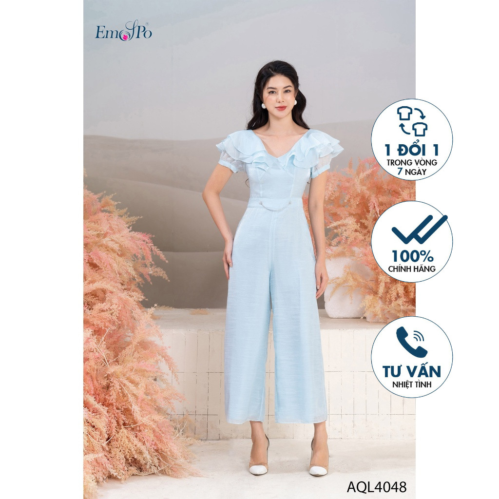 จั้มสูทคอเต่า ไหล่แต่งระบาย โซ่เอว Emspo AQL4048