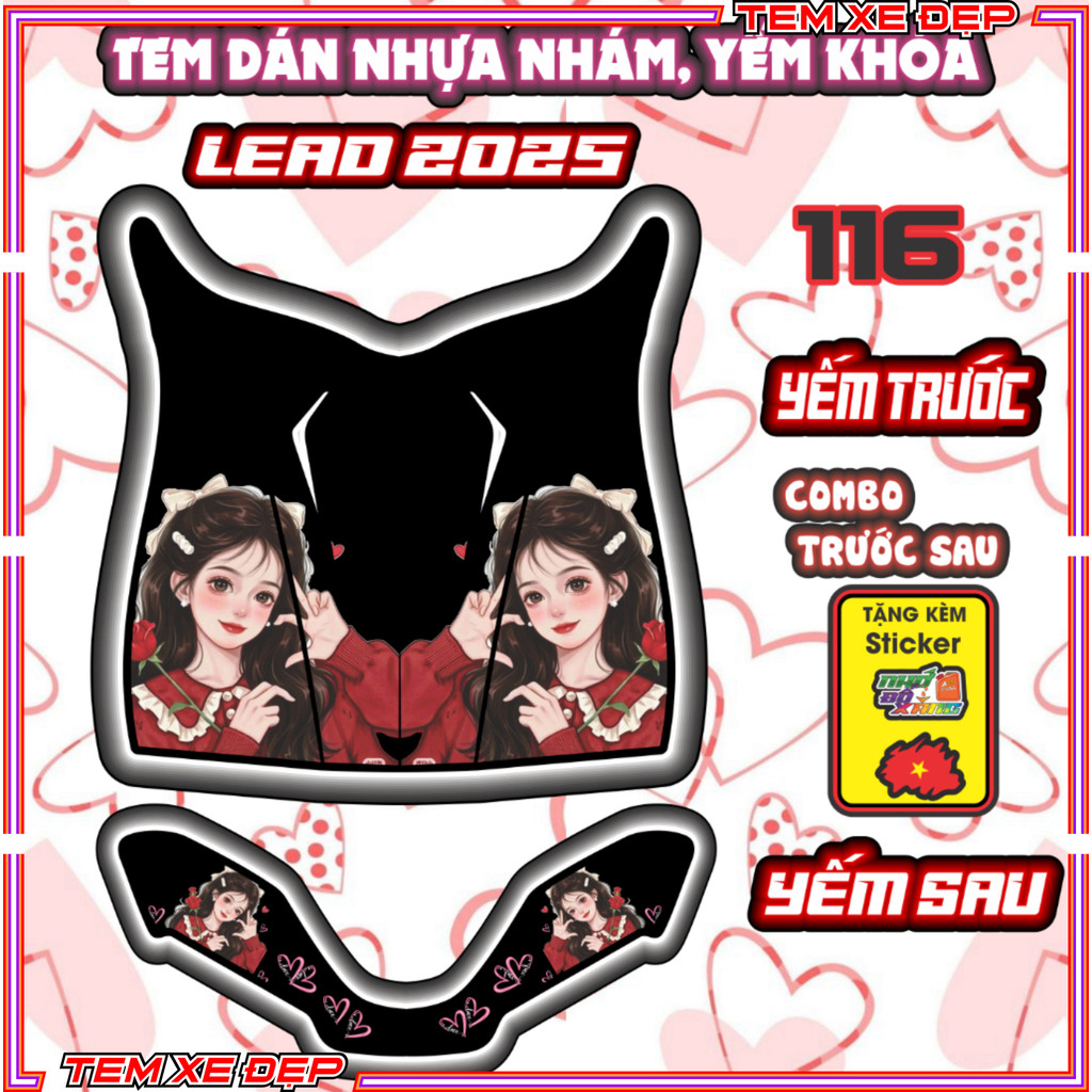 Combo LEAD 2025 สติ๊กเกอร์ตกแต่งป้องกันรอยขีดข่วน สติ๊กเกอร์ Tom And Jerry