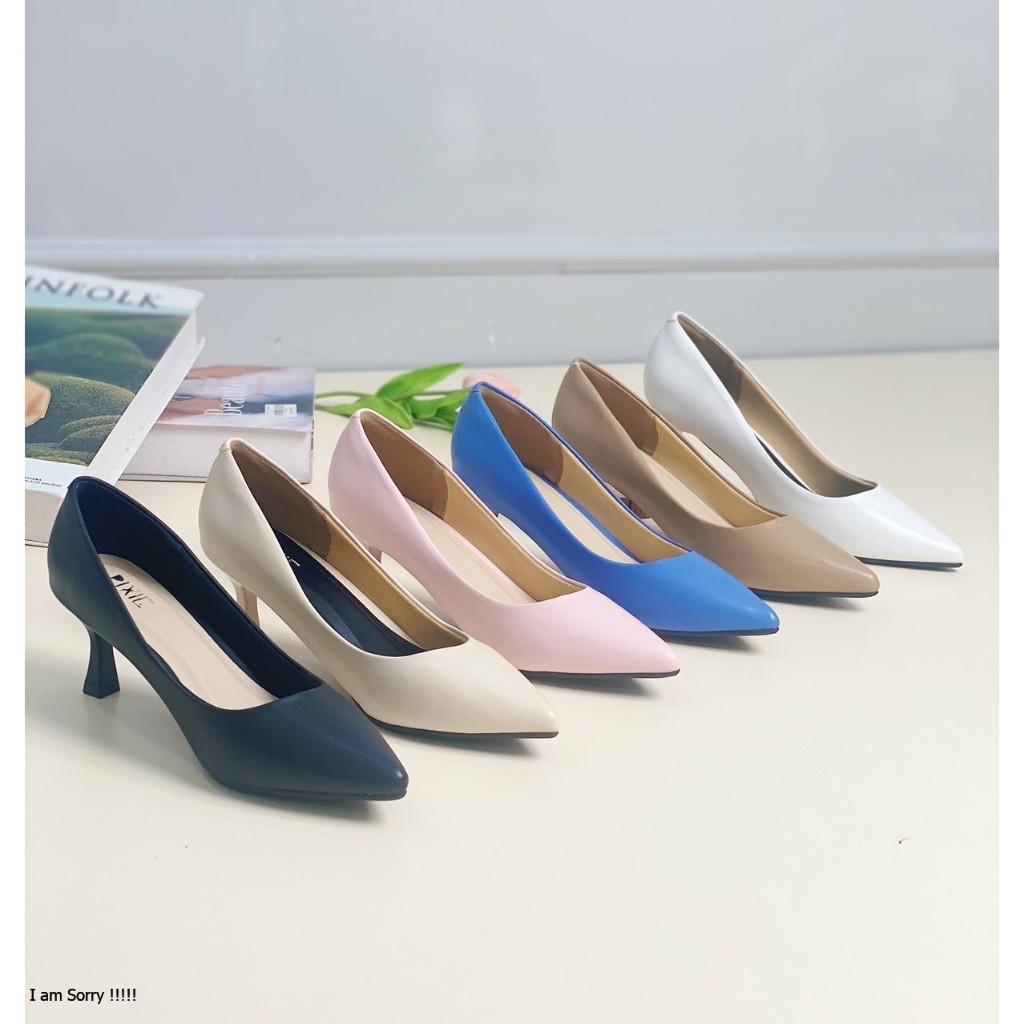 5,5 ซม. รองเท้าส้นสูงพื้นฐาน Pointed Toe Bar Heel H324
