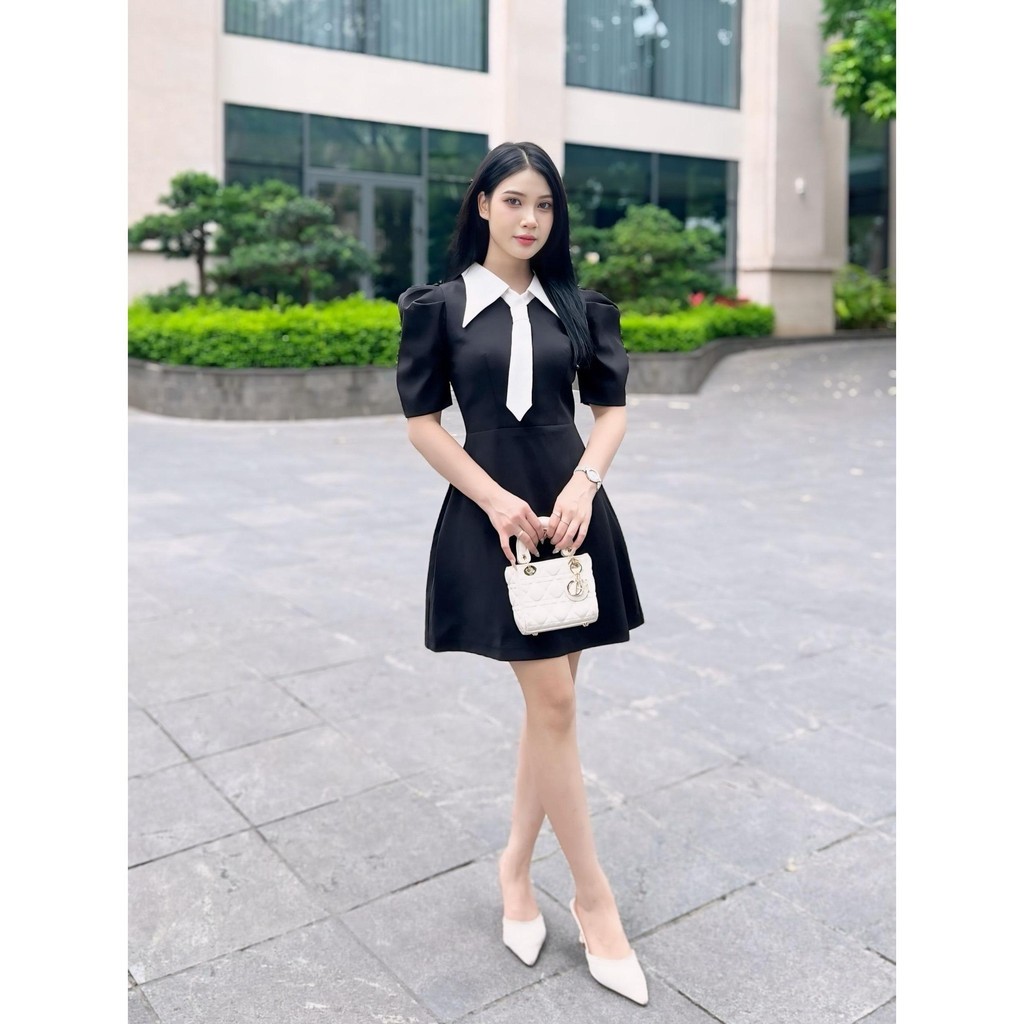 ชุดเดรสปาร์ตี้สั้นคอปกเชิ้ตเดรสผู้หญิงออฟฟิศหรูหรา Emvy Clothing ECV4