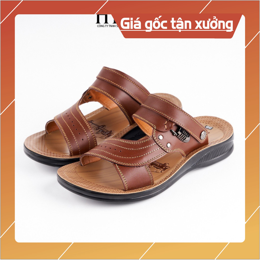 รองเท้าแตะหนังวัวพื้นยางคุณภาพสูง สไตล์เรียบหรู sd168