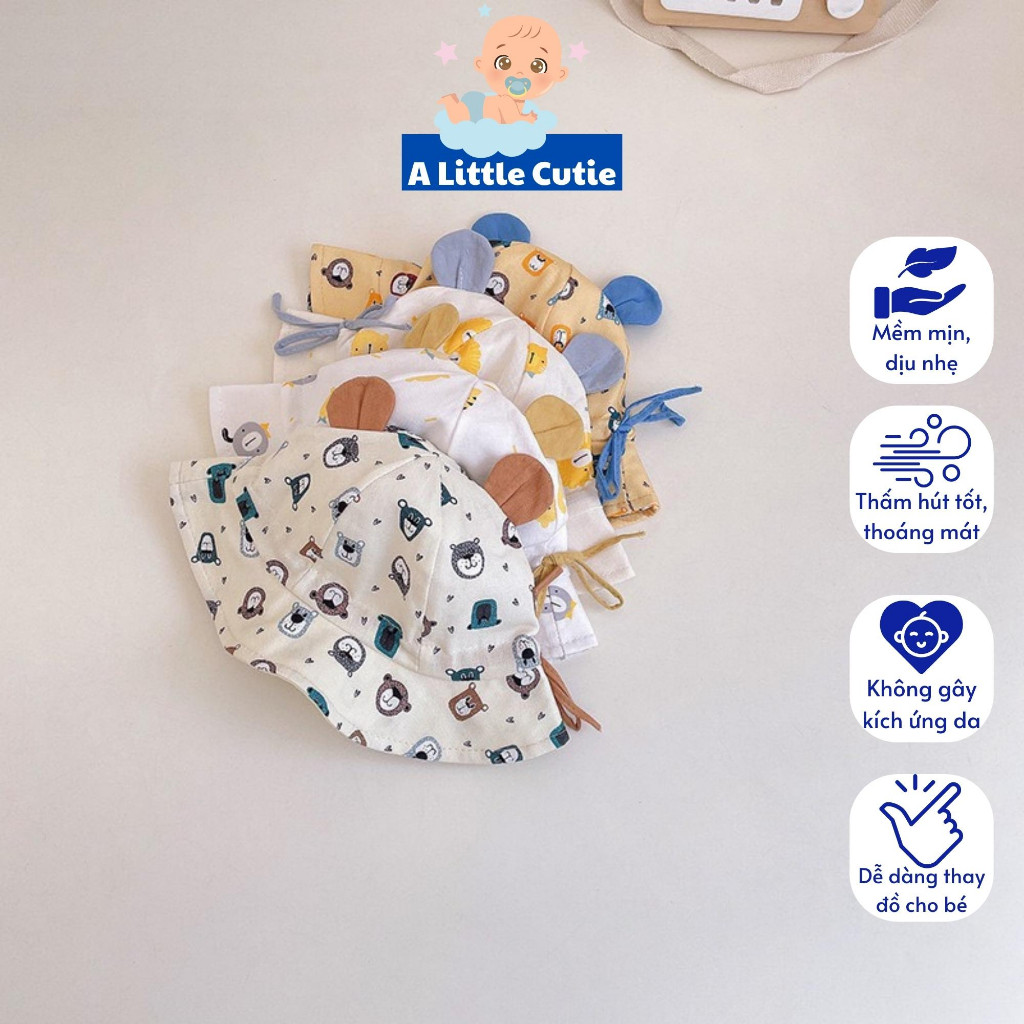 หมวกปีกรอบสําหรับเด็กทารก หมวกบัคเก็ตสําหรับเด็กทารกลายหูสไตล์ HQ TCM006 - A LITTLE CUTIE