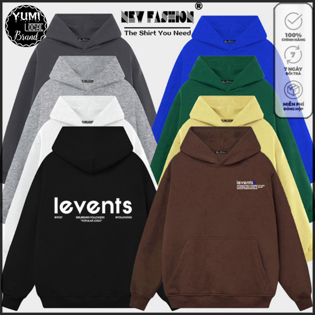 LEVENT Local Brand Hoodie - เสื้อแจ็คเก็ตผ้าฟลีซผ้าฝ้ายหนาพิเศษแบบ Unisex (YM2000L - สินค้าของแท้)