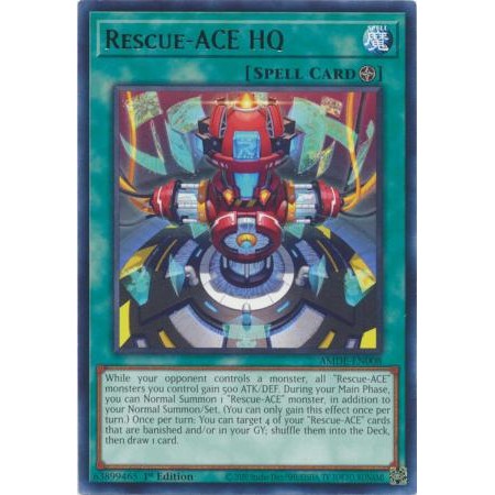 [ การ์ด Yugioh ของแท้ ] Rescue-ACE HQ - AMDE-EN008 - Rare 1st Edition