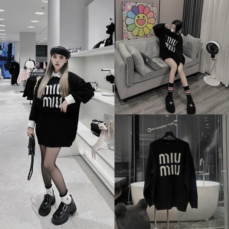 [มีจําหน่าย] เสื้อกันหนาวผู้หญิง เสื้อสเวตเตอร์สีดํา Miiu ธรรมดา QC L1 ใหม่ 2025 - Quynh Mai Store