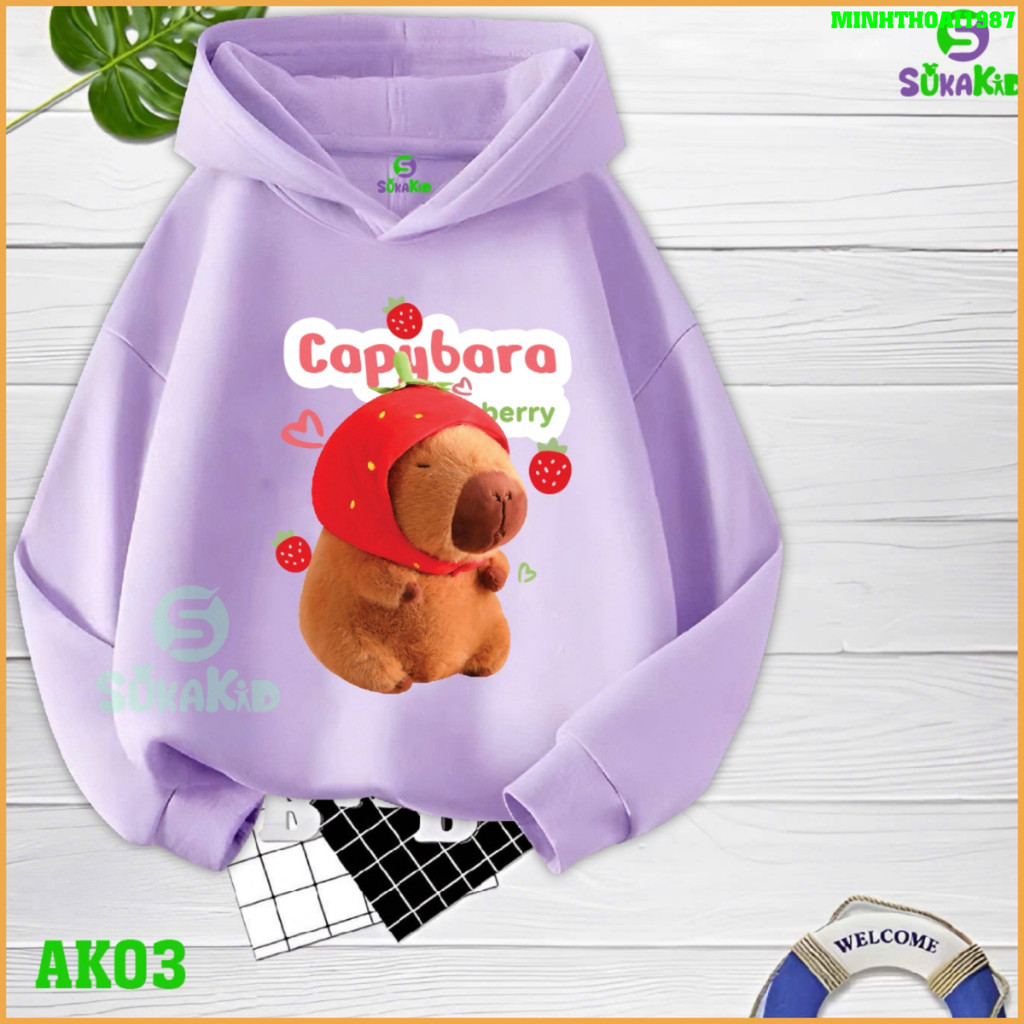 Capybara strawberry Hoodie สําหรับเด็กหญิงและเด็กชาย Hooded sweatshirt.AK03 -MT