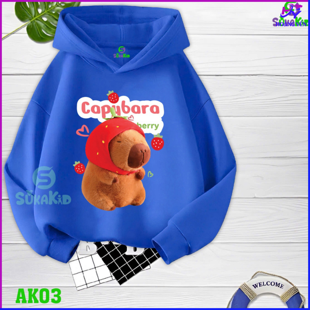 Capybara strawberry Hoodie สําหรับเด็กหญิงและเด็กชาย Hooded sweatshirt.AK03 -HY