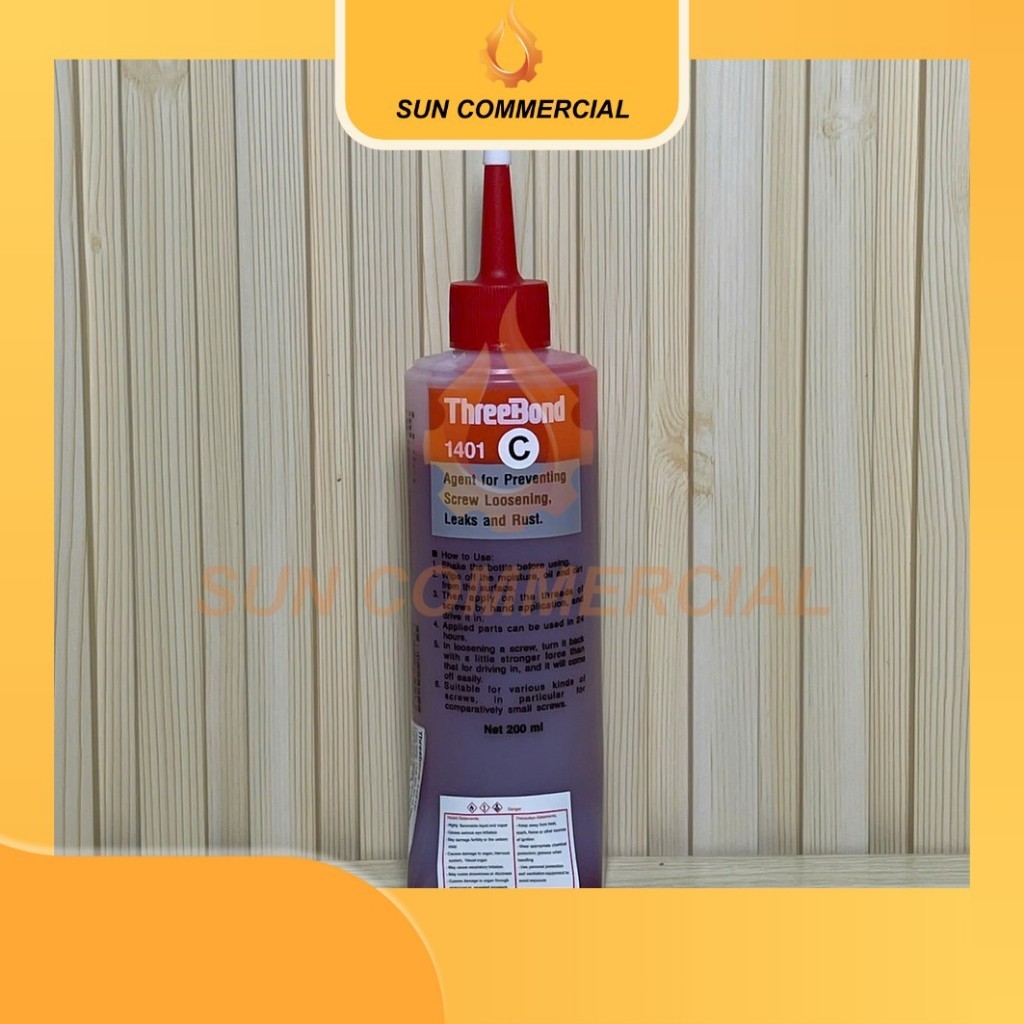 Threebond 1401C- TB1401C, 200ml/ขวด, กาวป้องกันการคลายเกลียวสีแดง ตราทรีบอนด์
