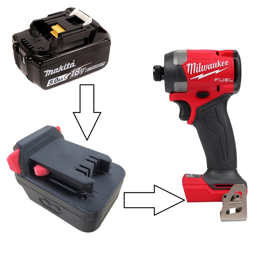 อะแดปเตอร์แบตเตอรี่สําหรับ Milwaukee M18 (MACHINE AND BATTERY NOT INCLUDED)