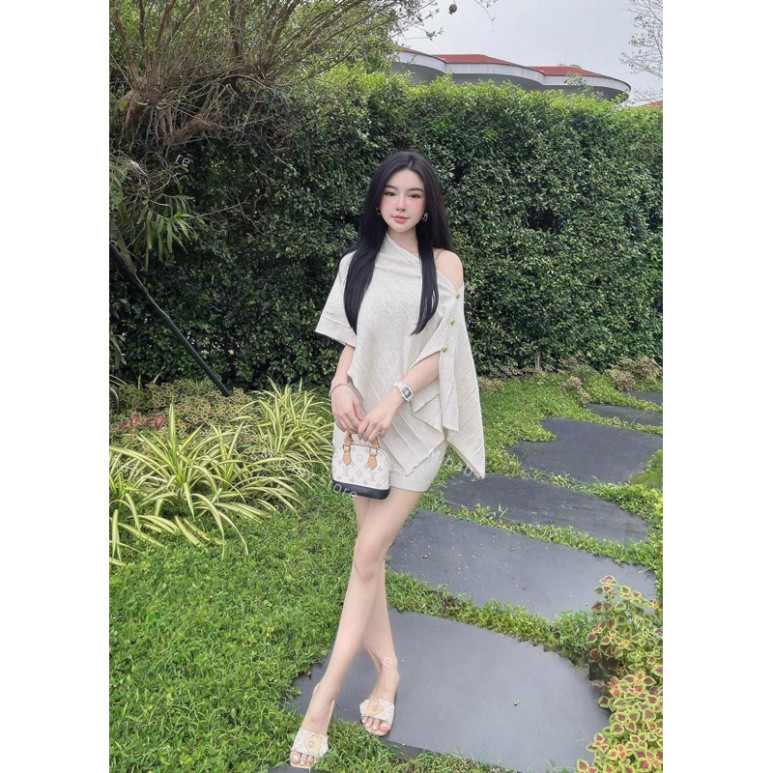 ชุดกระโปรงผู้หญิง ชุดกระโปรงทําด้วยผ้าขนสัตว์ 2 ชิ้น FD พร้อมผ้าคลุม VIP - Quynh Mai Store