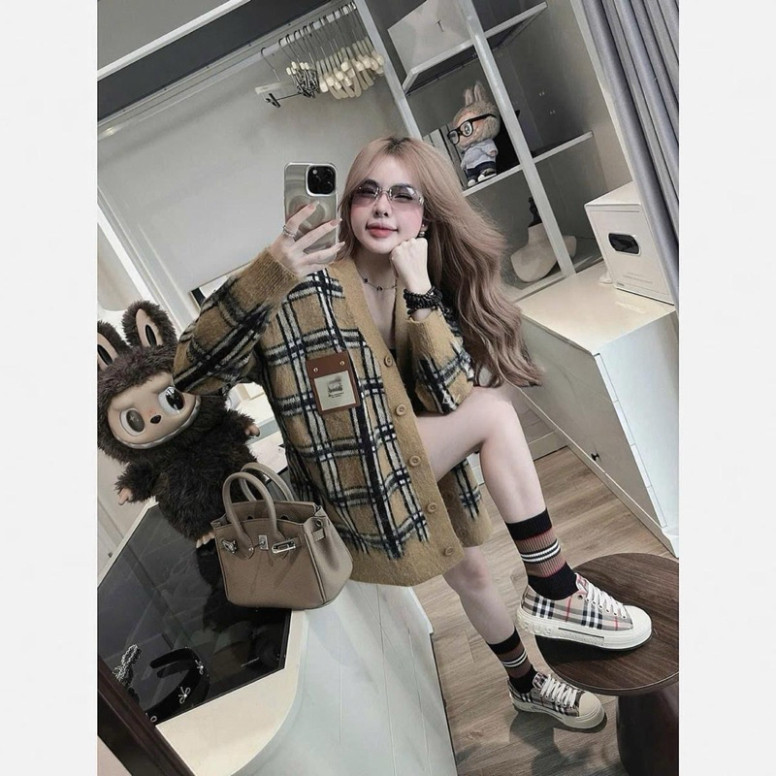 เสื้อโค้ทผ้าวูลผู้หญิง คาร์ดิแกน BBR Brown Fur Standard L1 Hot 2025 - Quynh Mai Store