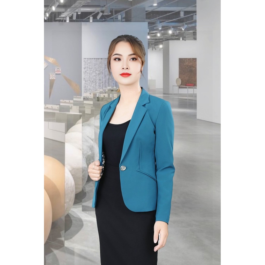 เสื้อกั๊ก 2 ชั้นสีฟ้าอ่อนพิเศษแขนยาว คอปก ปก 2 เม็ด 1 เม็ด AVB015XD