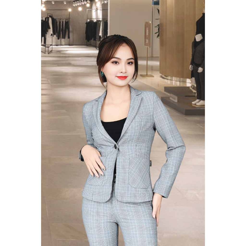 เสื้อกั๊ก 2 ชั้น แขนยาว คอปกลายตารางสีชมพู ปก 2 ช่อง กระเป๋า 2 แผง AVB066CRHO