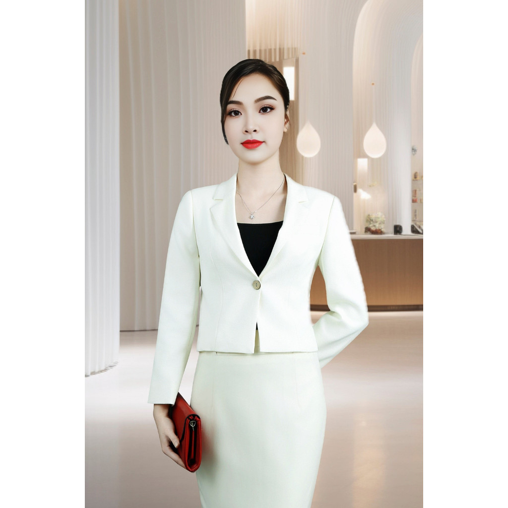 เสื้อกั๊ก 2 ชั้น แขนยาว คอปกครีมหยาบ ปก 2 ใบ กระเป๋าอก AVD044KE