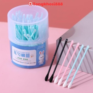 PVN64713 Hộp 100 Tăm Bông Cải Tiến 2 Đầu, 1 Đầu Lấy Ráy Tai, 1 Đầu Bông Thấm Hút Tốt, Không Sơ Bông