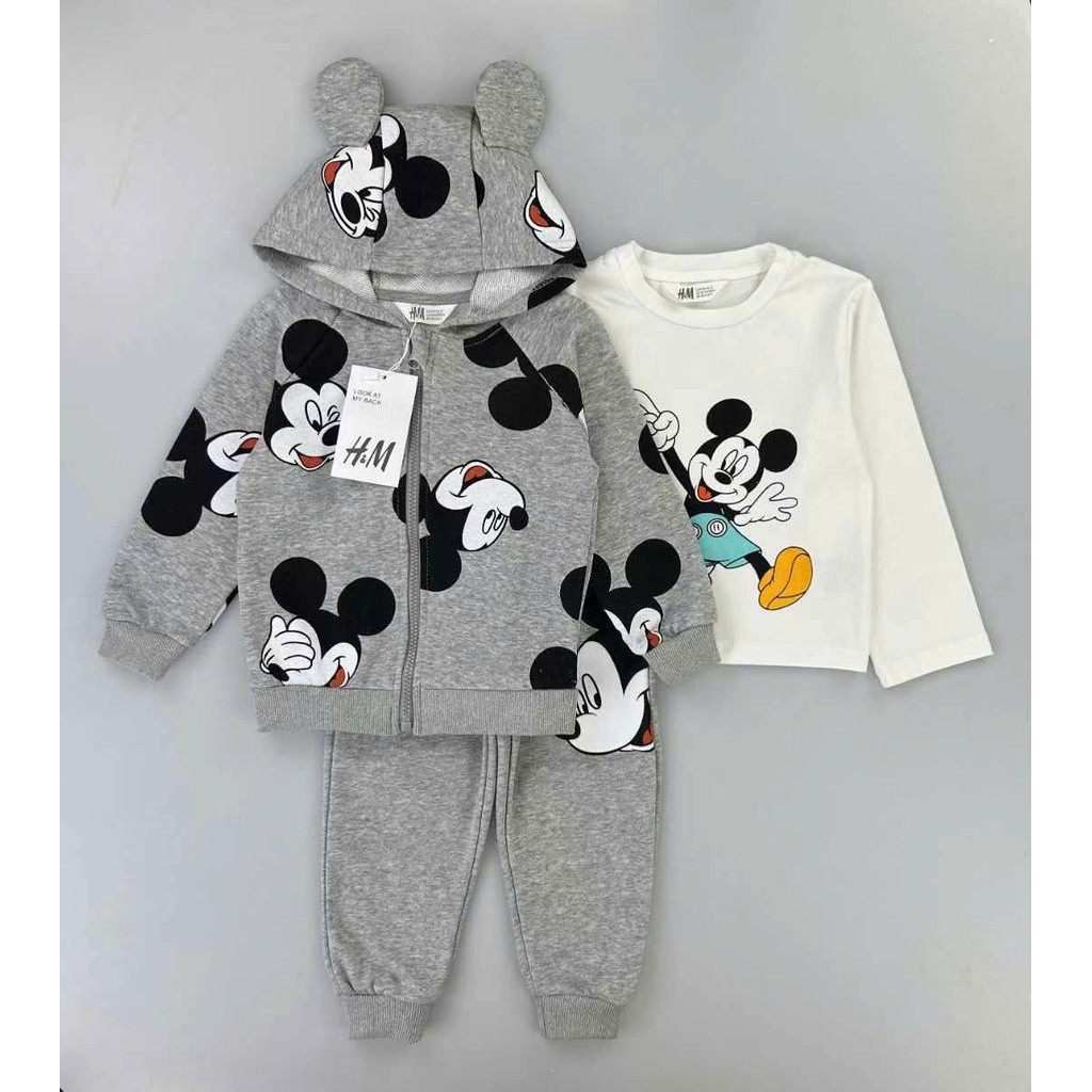 ZARA ชุด 3 ชุดขนแกะแขนยาวฤดูใบไม้ร่วง-ฤดูหนาว ซาร่า มิกกี้ สําหรับเด็กผู้ชายขนาดตั้งแต่ 2 - 6 ปี