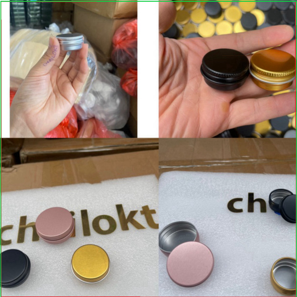 (ชุด 10) โถดีบุกจิ๋ว กล่องอลูมิเนียม 5gr 10gr 15g 20g 30g 50g, 5ml 10ml 15ml 20ml 30ml 40ml 50ml. สํ